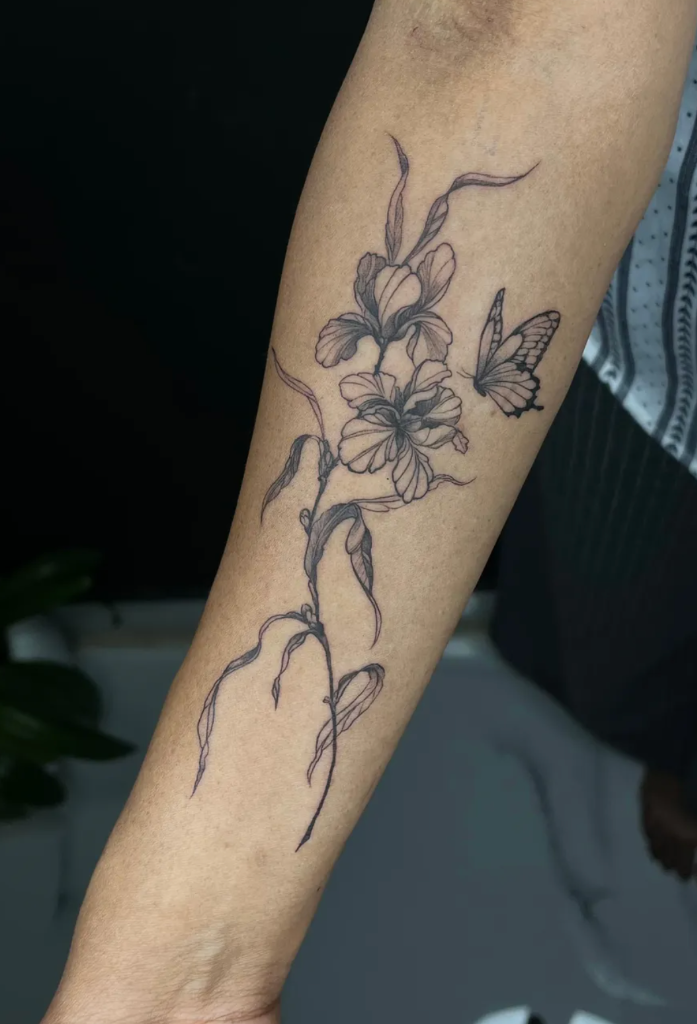 Fine-line Floral & Butterfly